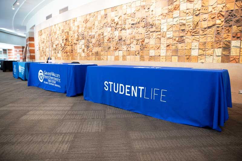 Student Life tablecloth on a table